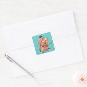 Illustratie van een liefhebber van oude boeken die vierkante sticker (Envelop)