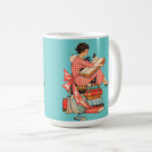 Illustratie van een liefhebber van vintage boeken koffiemok (Voorkant rechts)