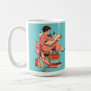 Illustratie van een liefhebber van vintage boeken koffiemok