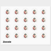 Illustratie van een Lieve Kever Waterverf Insect Ronde Sticker (Vel)