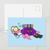 Illustratie van een Loch Ness monster duiker. Briefkaart (Voorkant / Achterkant)