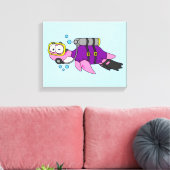 Illustratie van een Loch Ness monster duiker. Canvas Afdruk (Insitu (Woonkamer))