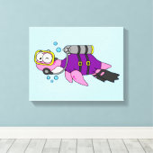 Illustratie van een Loch Ness monster duiker. Canvas Afdruk (Insitu (Houten vloer))