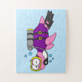 Illustratie van een Loch Ness monster duiker. Legpuzzel (Verticaal)