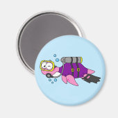 Illustratie van een Loch Ness monster duiker. Magneet (Voorkant / Achterkant)