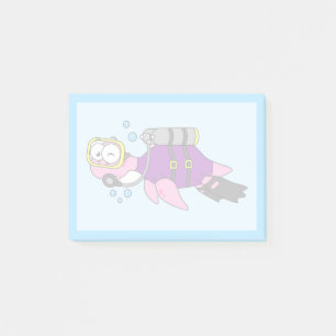 Illustratie van een Loch Ness monster duiker. Post-it® Notes