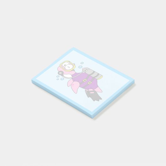 Illustratie van een Loch Ness monster duiker. Post-it® Notes (Schuin)