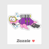 Illustratie van een Loch Ness monster duiker. Sticker (Vel)