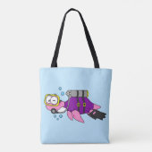 Illustratie van een Loch Ness monster duiker. Tote Bag (Achterkant)