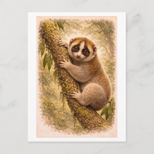 Illustratie van een loriaan in vintage stijl briefkaart