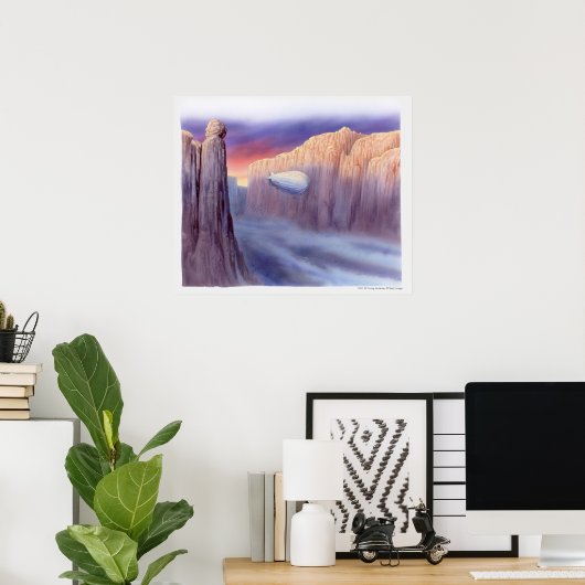 Illustratie van een luchtschip dat reist poster (Thuiskantoor)