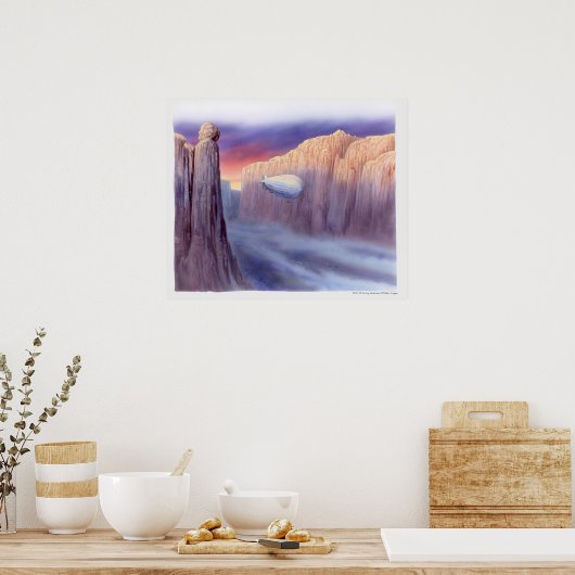 Illustratie van een luchtschip dat reist poster (Keuken)