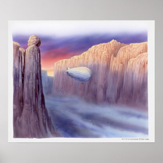 Illustratie van een luchtschip dat reist poster (Voorkant)