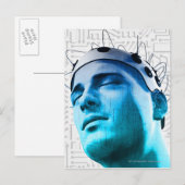 Illustratie van een man met een pet elektroden briefkaart (Voorkant / Achterkant)