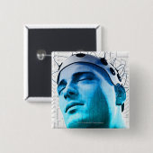 Illustratie van een man met een pet elektroden vierkante button 5,1 cm (Voorkant /achterkant)