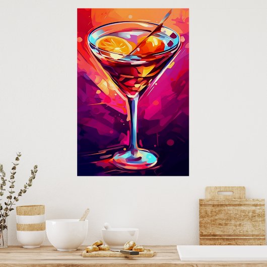 Illustratie van een Martini ArtPrint Poster Wall A (Keuken)
