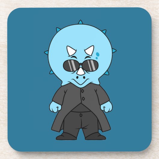 Illustratie van een matrix triceratops. bier onderzetter (Voorkant)