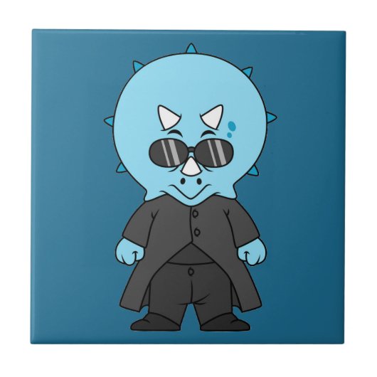 Illustratie van een matrix triceratops. tegeltje (Voorkant)