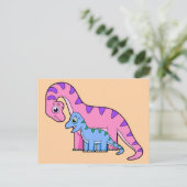Illustratie van een moeder en kind Brachiosaurus. Briefkaart (Staand voorkant)