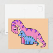 Illustratie van een moeder en kind Brachiosaurus. Briefkaart (Voorkant / Achterkant)