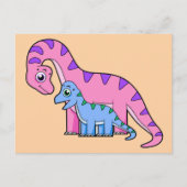 Illustratie van een moeder en kind Brachiosaurus. Briefkaart (Voorkant)