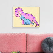 Illustratie van een moeder en kind Brachiosaurus. Canvas Afdruk (Insitu (Woonkamer))