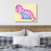 Illustratie van een moeder en kind Brachiosaurus. Canvas Afdruk (Insitu (Slaapkamer))