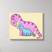 Illustratie van een moeder en kind Brachiosaurus. Canvas Afdruk (Voorkant)