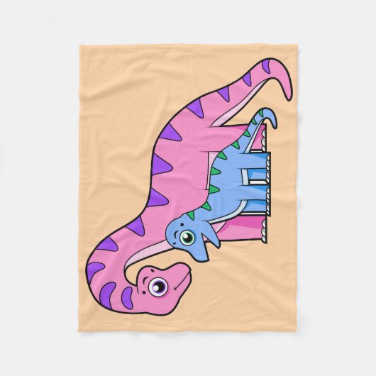 Illustratie van een moeder en kind Brachiosaurus. Fleece Deken (Voorkant)