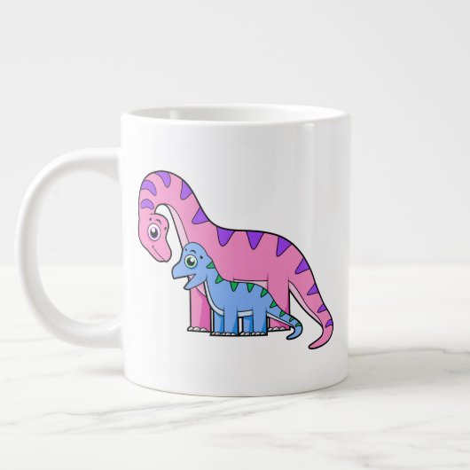 Illustratie van een moeder en kind Brachiosaurus. Grote Koffiekop (Links)