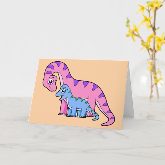 Illustratie van een moeder en kind Brachiosaurus. Kaart (Gele Bloem)