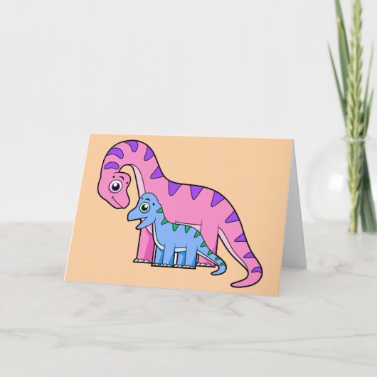 Illustratie van een moeder en kind Brachiosaurus. Kaart (Voorkant)