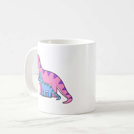 Illustratie van een moeder en kind Brachiosaurus. Koffiemok (Voorkant links)