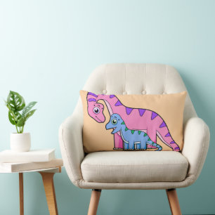 Illustratie van een moeder en kind Brachiosaurus. Kussen