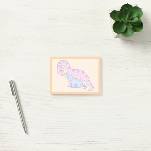 Illustratie van een moeder en kind Brachiosaurus. Post-it® Notes (Kantoor)