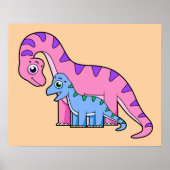 Illustratie van een moeder en kind Brachiosaurus. Poster (Voorkant)