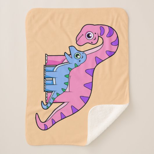 Illustratie van een moeder en kind Brachiosaurus. Sherpa Deken (Voorkant)