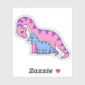 Illustratie van een moeder en kind Brachiosaurus. Sticker (Vel)