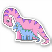 Illustratie van een moeder en kind Brachiosaurus. Sticker (Voorkant)