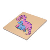 Illustratie van een moeder en kind Brachiosaurus. Tegeltje (Zijkant)