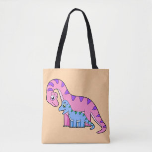 Illustratie van een moeder en kind Brachiosaurus. Tote Bag