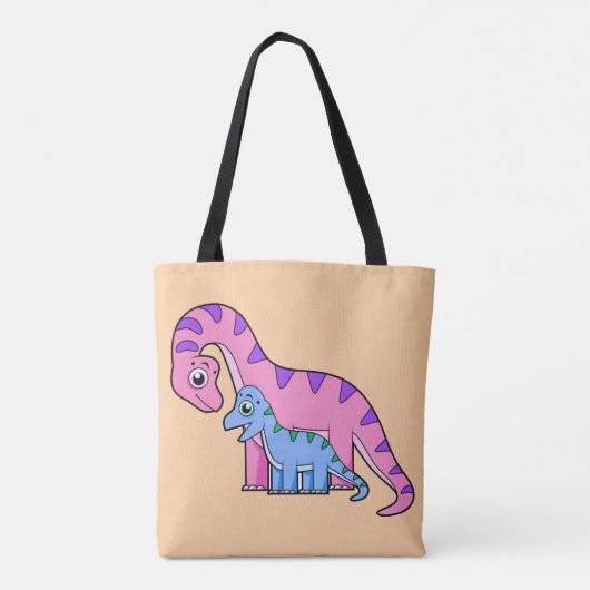 Illustratie van een moeder en kind Brachiosaurus. Tote Bag (Achterkant)