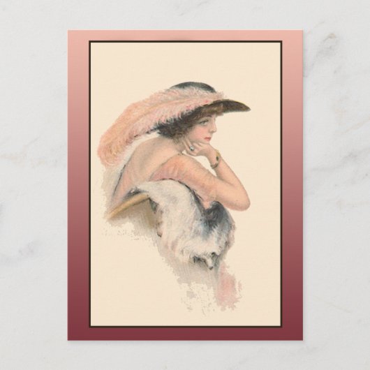  illustratie van een mooie vrouw briefkaart (Voorkant)