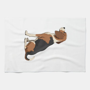 Illustratie van een oude Beagle-hond van achteren  Theedoek