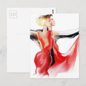 Illustratie van een paar dansende tango briefkaart (Voorkant / Achterkant)