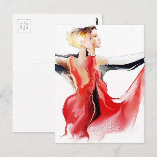 Illustratie van een paar dansende tango briefkaart (Voorkant / Achterkant)