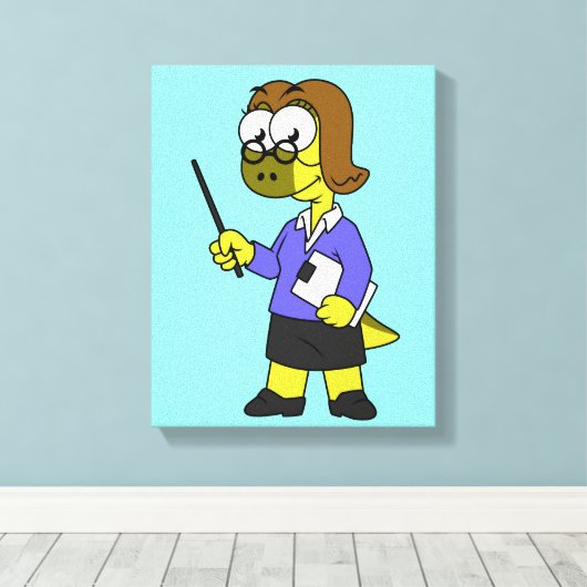 Illustratie van een Pachycephalosaurus leraar. Canvas Afdruk (Insitu (Houten vloer))