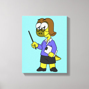 Illustratie van een Pachycephalosaurus leraar. Canvas Afdruk