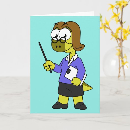 Illustratie van een Pachycephalosaurus leraar. Kaart (Gele Bloem)