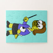 Illustratie van een Pachycephalosaurus leraar. Legpuzzel (Horizontaal)